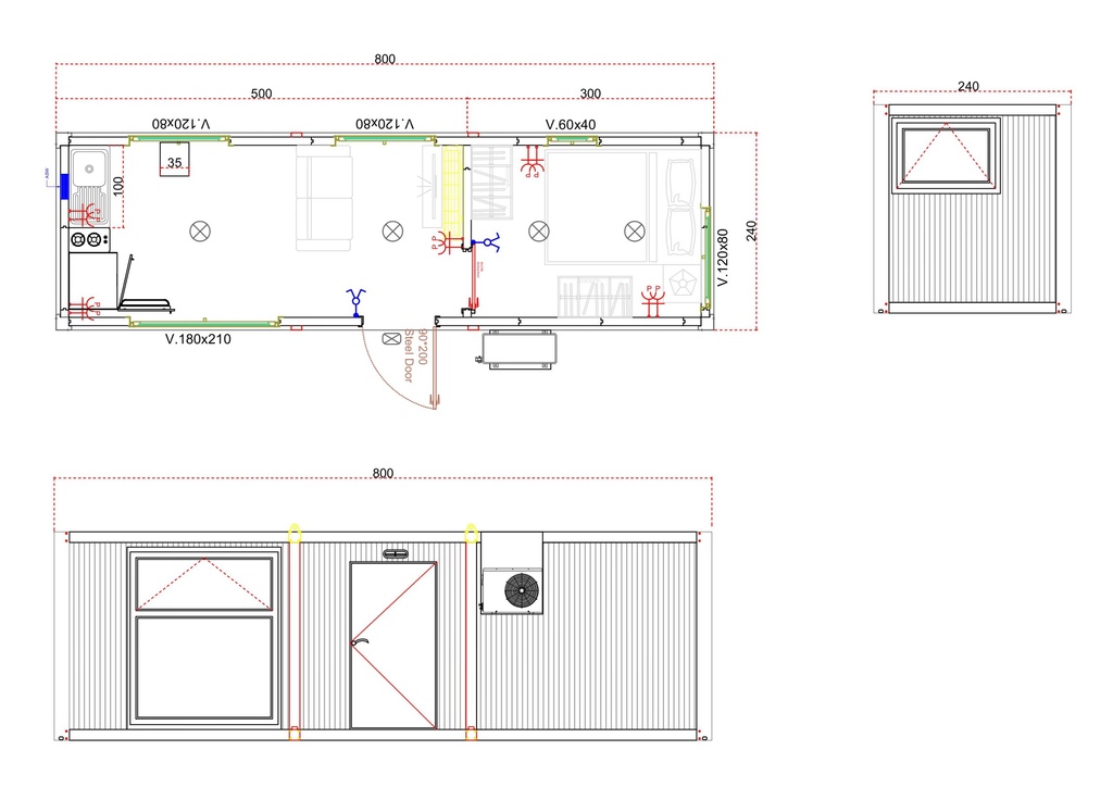 Personeelsunit 2,4 bij 8 meter