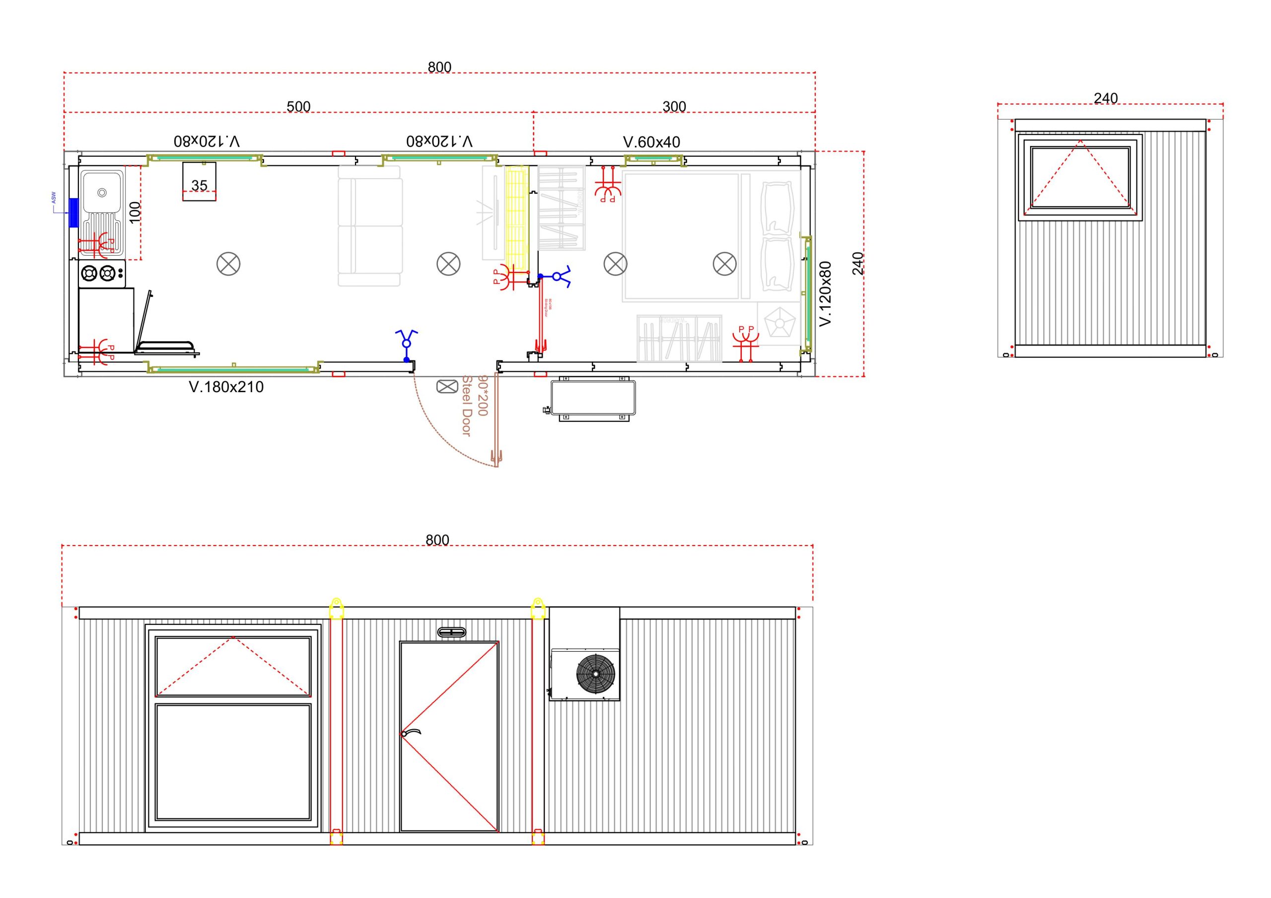 Personeelsunit 2,4 bij 8 meter